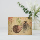 Vintages Cat Theme | Postale | Katze Lady Postkarte (Stehend Vorderseite)