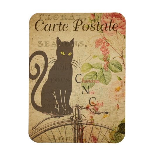 Vintages Cat Theme | Postale | Schwarze Katze Magnet (Vertikal)