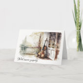 Vintages Cello mit Blume Beileid Karte (Vorderseite)