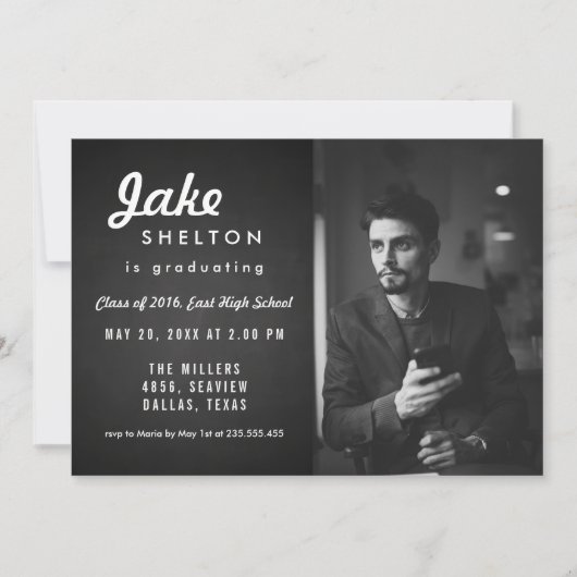 Vintages Chalkboard Abschluss Foto Einladung (Vorderseite)