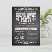 Vintages Chalkboard auf Abreise/Abitur Einladung (Stehend Vorderseite)