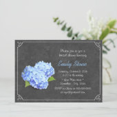 Vintages Chalkboard Blue Hydrangea-Brautparty Einladung (Stehend Vorderseite)