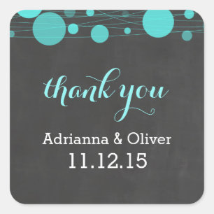 Vintages Chalkboard Blue Lantern Wedding Danke Quadratischer Aufkleber