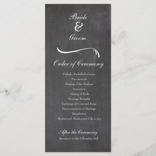 Vintages Chalkboard Dove Wedelprogramm Programm (Rückseite)