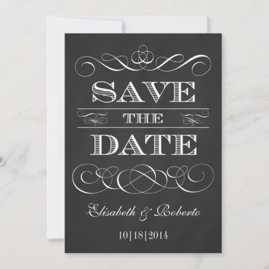 Vintages Chalkboard Eleganter alter Stil Save the Date (Vorderseite)