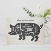 Vintages Chalkboard Geburtstag GRILLEN Einladung (Stehend Vorderseite)