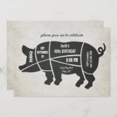 Vintages Chalkboard Geburtstag GRILLEN Einladung (Vorne/Hinten)