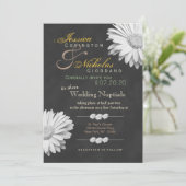 Vintages Chalkboard Gerbera Floral Wedites Einladung (Stehend Vorderseite)