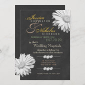 Vintages Chalkboard Gerbera Floral Wedites Einladung (Vorne/Hinten)