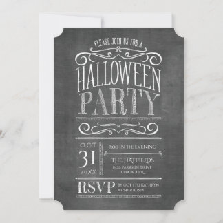 Vintages Chalkboard Halloween-Party laden ein Einladung