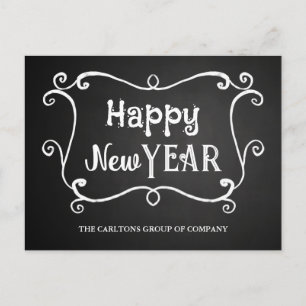 Vintages Chalkboard Happy New Year Corporate Wish Feiertagspostkarte