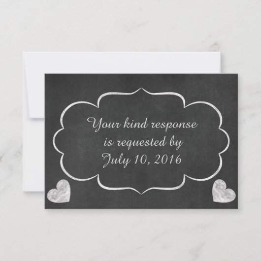 Vintages Chalkboard Heart Wedding RSVP (Vorderseite)