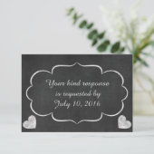 Vintages Chalkboard Heart Wedding RSVP Karte (Stehend Vorderseite)