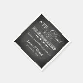 Vintages Chalkboard, Hearts Wedding Napkins 3 Serviette (Ecke)