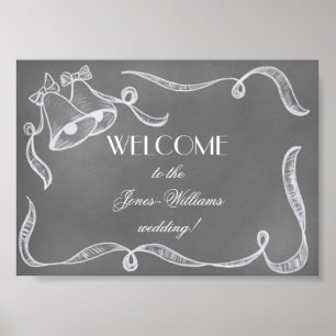 Vintages Chalkboard Hochzeitsglocken-Poster Poster