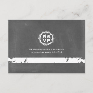 Vintages Chalkboard Inspiriert Hochzeitsszenario RSVP Karte