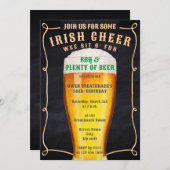 Vintages Chalkboard Irish Cheer GRILLEN & Beer Bir Einladung (Vorne/Hinten)