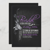 Vintages Chalkboard Lila Brautparty lädt ein Einladung (Vorne/Hinten)