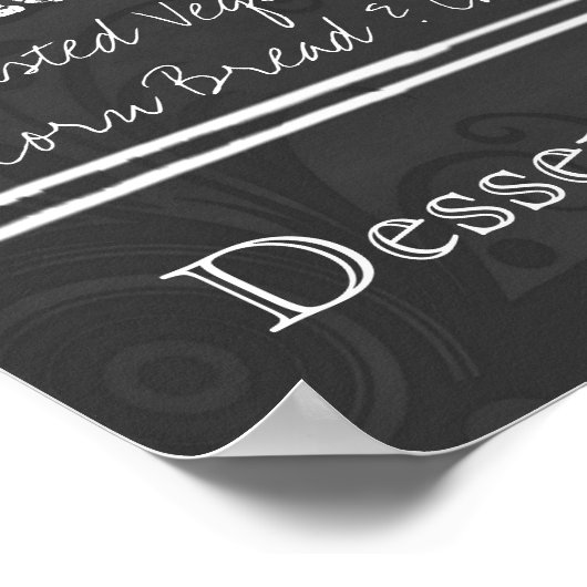 Vintages Chalkboard Look Wedelmenü Poster (Ecke)