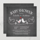 Vintages Chalkboard Love Birds Baby Dusche Einladung (Vorne/Hinten)