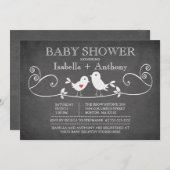 Vintages Chalkboard Love Birds Baby Dusche Einladung (Vorne/Hinten)