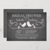 Vintages Chalkboard Love Birds Brautparty Einladung (Vorne/Hinten)
