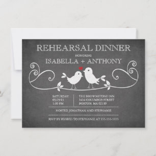 Vintages Chalkboard Love Birds Probe Abendessen Einladung