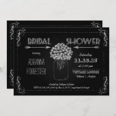 Vintages Chalkboard MasonJar Blume Brautparty Einladung (Vorne/Hinten)
