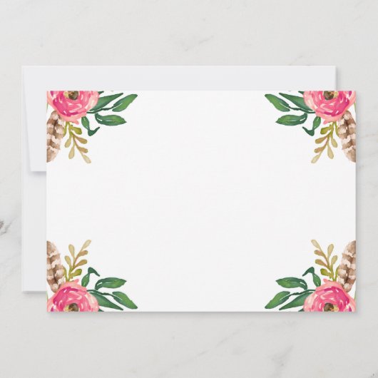 Vintages Chalkboard Moderne Blumenstudium Einladung (Rückseite)