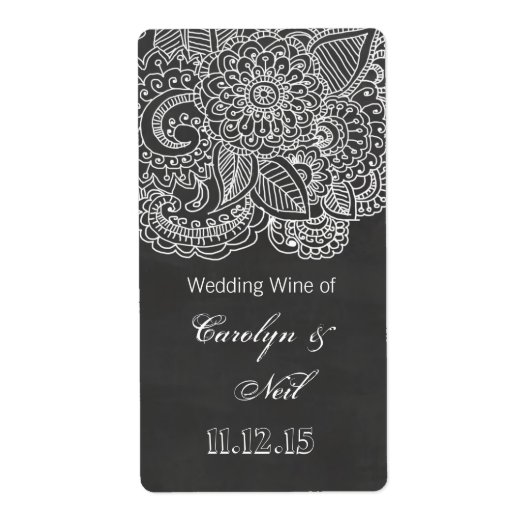 Vintages Chalkboard Paisley Wedding Wine (Vorne)