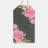 Vintages Chalkboard Rosa Blume Hochzeit Geschenkanhänger (Rückseite)