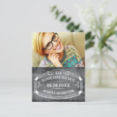 Vintages Chalkboard Save the Date Abschluss Foto Ankündigungspostkarte (Stehend Vorderseite)