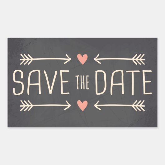 Vintages Chalkboard Save the Date Design Rechteckiger Aufkleber (Vorderseite)