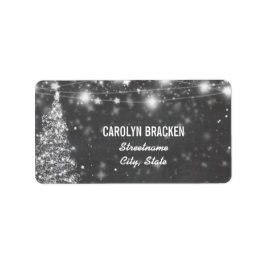 Vintages Chalkboard Schimmerende Sterne Weihnachts Adressaufkleber