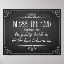 Vintages Chalkboard Segen Sie dieses Essen Hochzei Poster