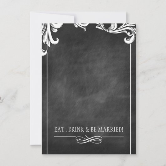 Vintages Chalkboard Wedding Einladung Set (Rückseite)