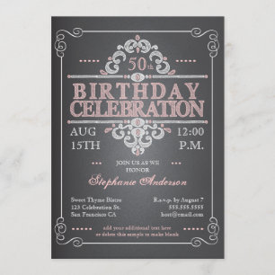 Vintages Chalkboard zum Geburtstag Einladung