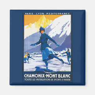 Vintages Chamonix- - Montblanc-Plakat Magnet