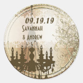 Vintages Chandelier Gold Wedding Siegel Runder Aufkleber (Vorderseite)