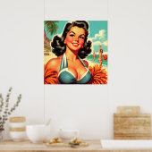 Vintages Cheerleader-Button Poster (Küche)
