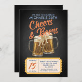 Vintages Cheers & Bers Erwachsene 40. Geburtstag P Einladung (Vorne/Hinten)