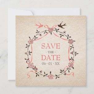 Vintages Cherry Blossom Save the Date Karte versch