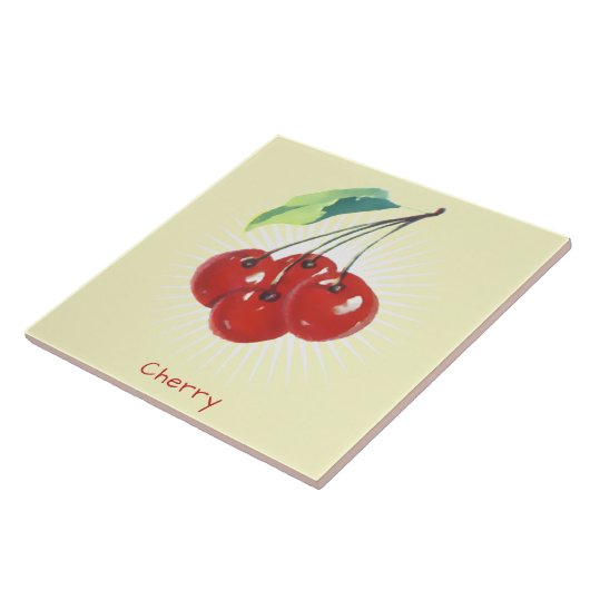 Vintages Cherry Frucht Keramik Tile Fliese (Seite)