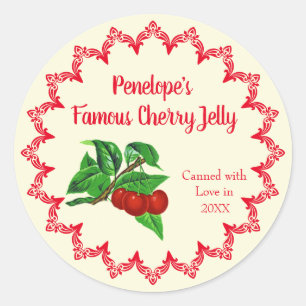 Vintages Cherry-Jelly-Zuhause-Canning-Etikett mit Runder Aufkleber
