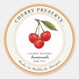 Vintages Cherry Preserve Jam Konservenetikett Runder Aufkleber