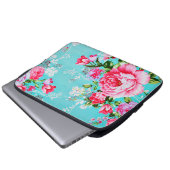 Vintages Chic-Rosa-Blumenlaptop-Hülse Laptopschutzhülle (Vorne Knopf)