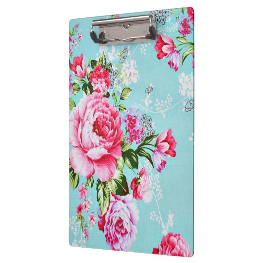 Vintages Chic-Rosa mit Blumen Klemmbrett (Links)