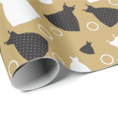 Vintages Chic Wedding Gown-Muster Geschenkpapier (Rolleneckpunkt)