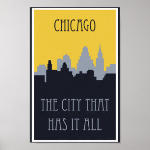 Vintages Chicago Skyline Travel Poster