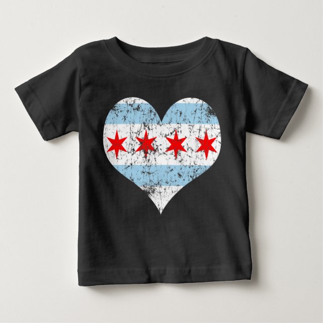Vintages Chicagoer Flaggenherz Baby T-shirt (Vorderseite)